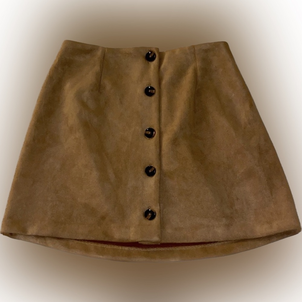 Tan Button Front Skirt
